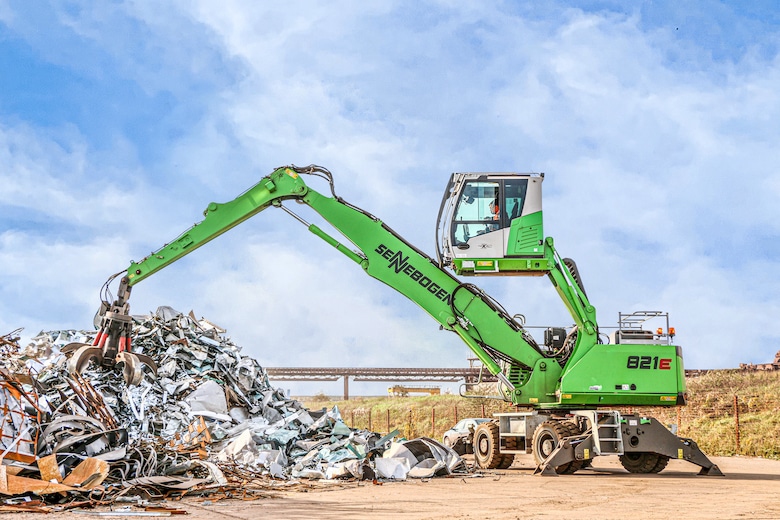 Sennebogen Scrap Metal Material Handler Rental Construction Equipment Transparent Background 1024x464